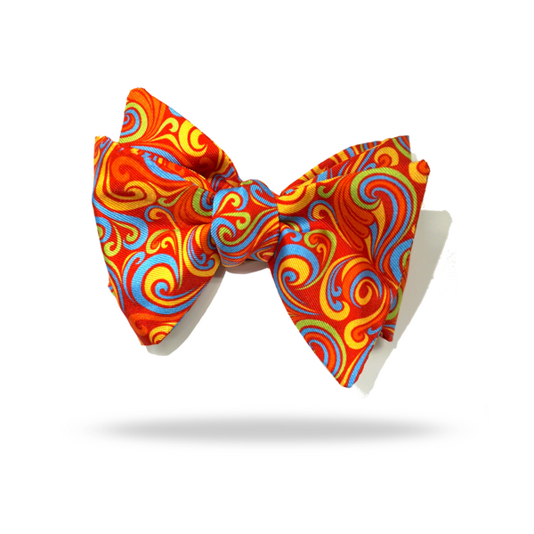 Orange Swirls - 100% Silk Bow Tie - Vienna (Only 2 3/4 Inch & 16+ Inch Available)
