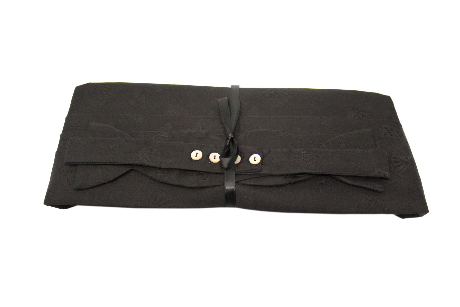 Black Satin Playing Cards Cummerbund + Bow Tie Set