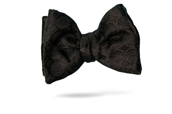 Black Geometric 100% Silk Bow Tie - Pisa