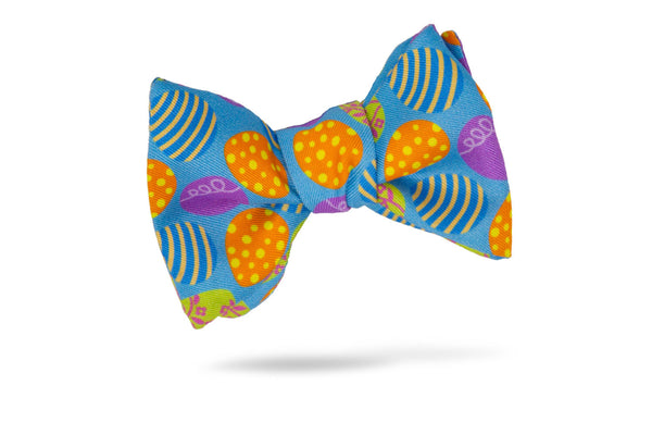 Blue Conversational 100% Silk Bow Tie - Pasqua