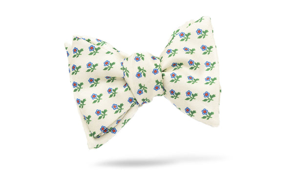 Blue Floral 100% Silk Bow Tie - Mykonos