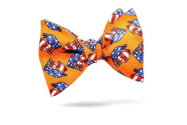 Orange Conversational 100% Silk Bow Tie - Boston