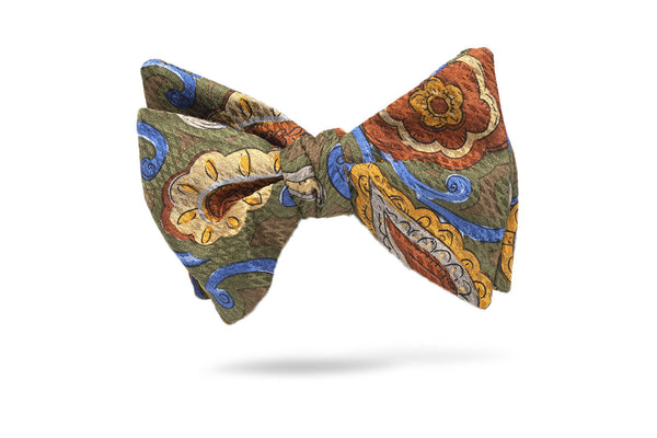 Green Abstract 100% Silk Bow Tie - Frankfurt