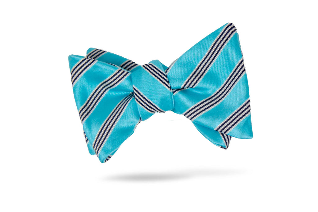 Blue Stripe 100% Silk Bow Tie - Jaipur | Carrot & Gibbs