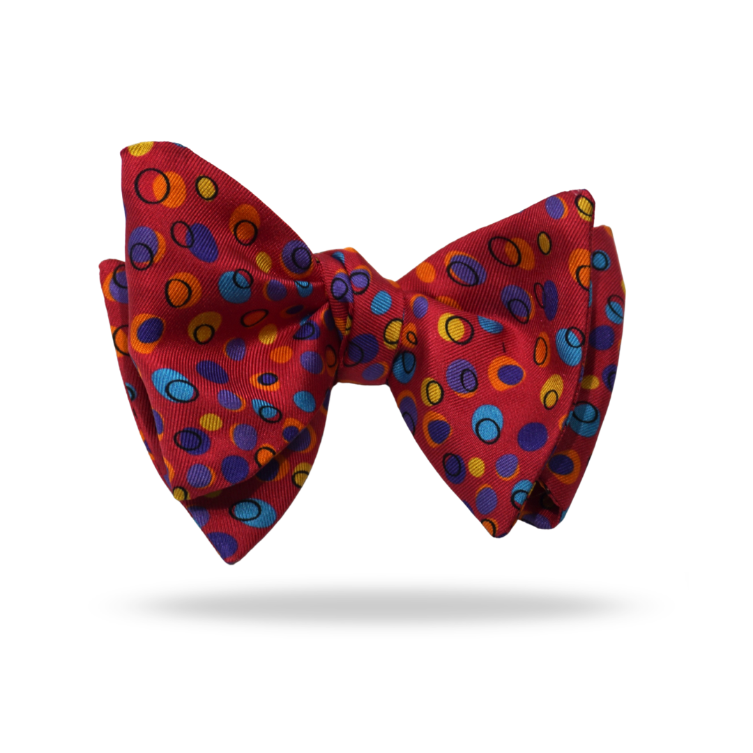 Red Multi Circles - 100% Silk Bow Tie - Adelaide