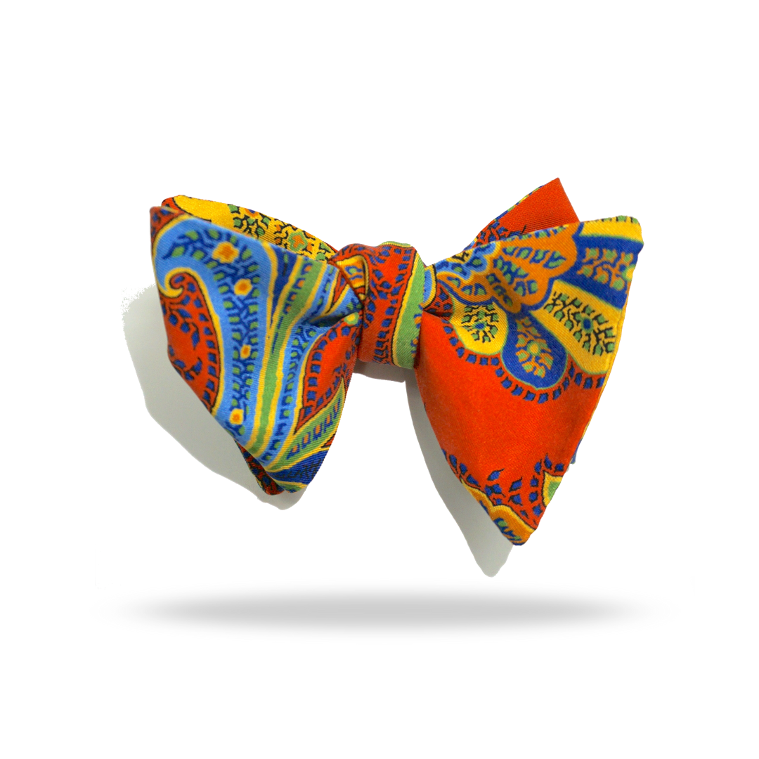 Orange Paisley - 100% Silk Bow Tie - Dijon