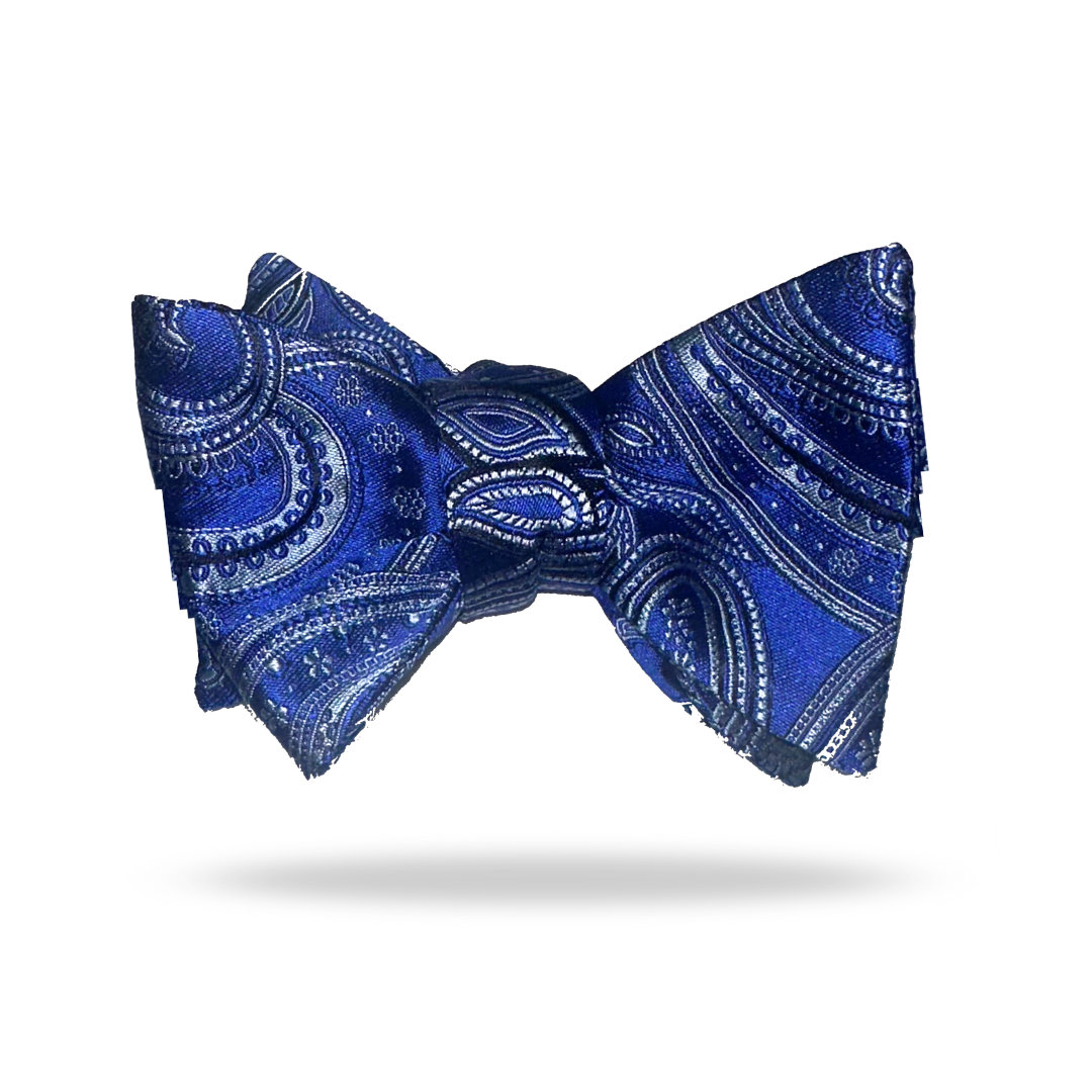 Blue Paisley - 100% Silk Bow Tie - Cassino