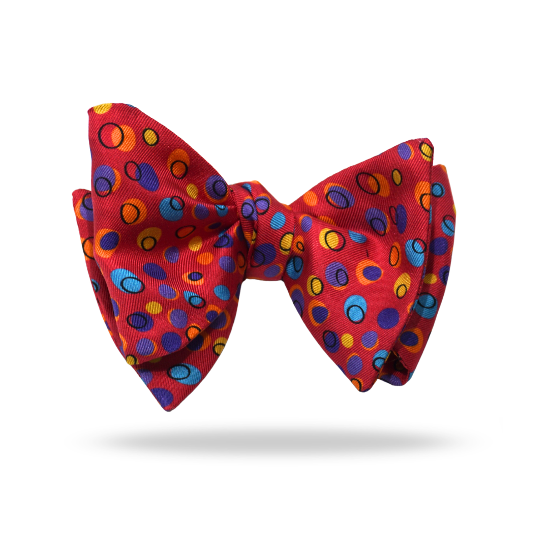 Red Multi Circles - 100% Silk Bow Tie - Adelaide