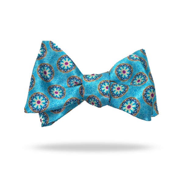 Aqua Star Purple Dot - 100% Silk Bow Tie - Lucca