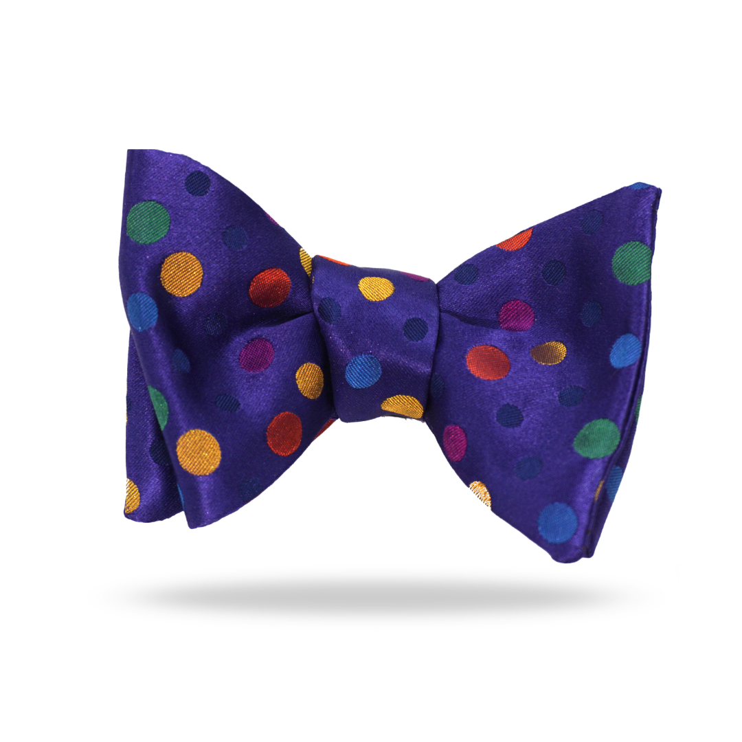Navy Muti Dots - 100% Silk Bow Tie - Terizzo
