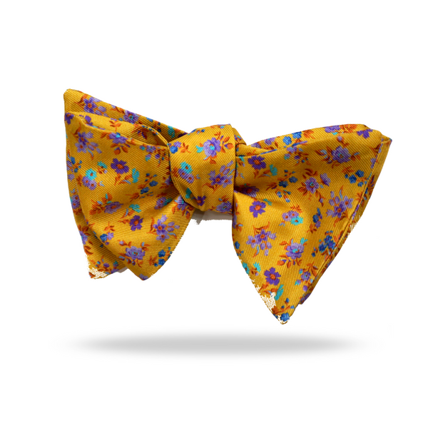 Yellow Multi Flowers - 100% Silk Bow Tie - Vichy