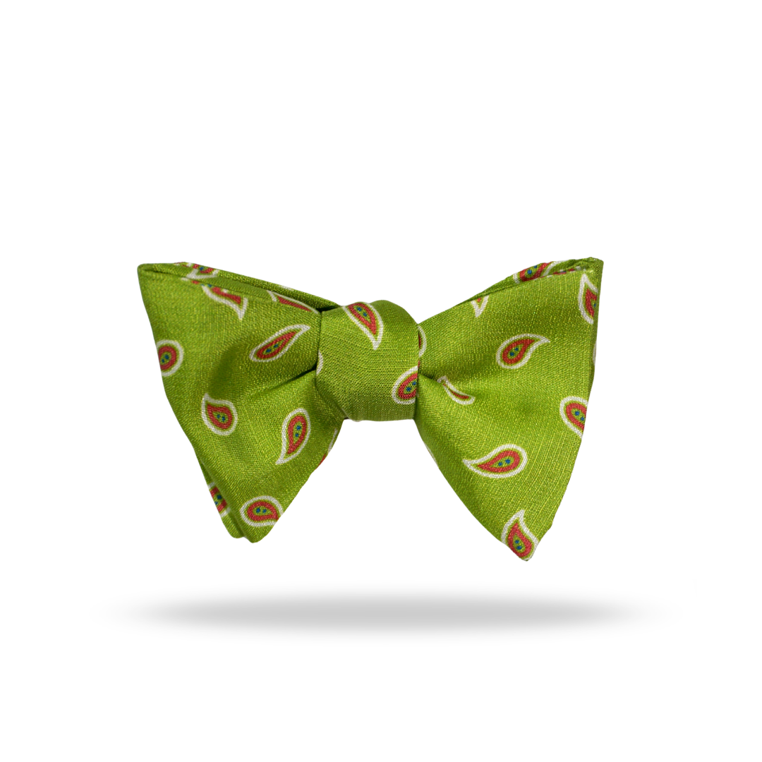 Green Orange Paisley - 100% Silk Bow Tie - Melbourne