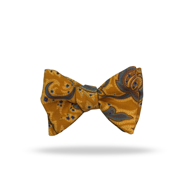 Yellow Cyan Leaf - 100% Silk Bow Tie - Hobart