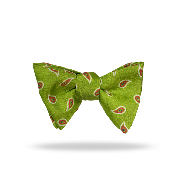 Green Orange Paisley - 100% Silk Bow Tie - Melbourne