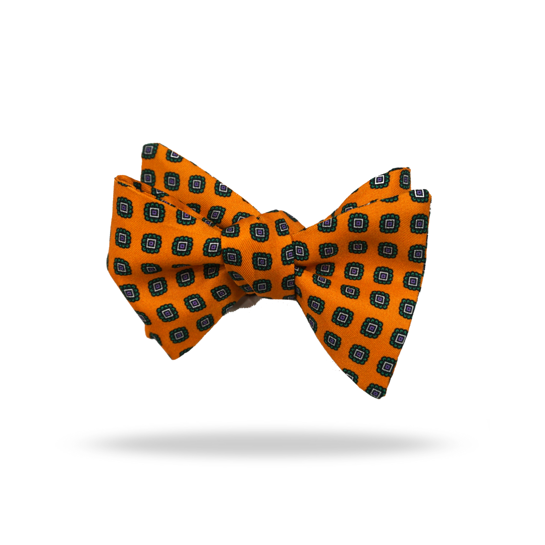 Orange Navy Emblem - 100% Silk Bow Tie - Cherbourg