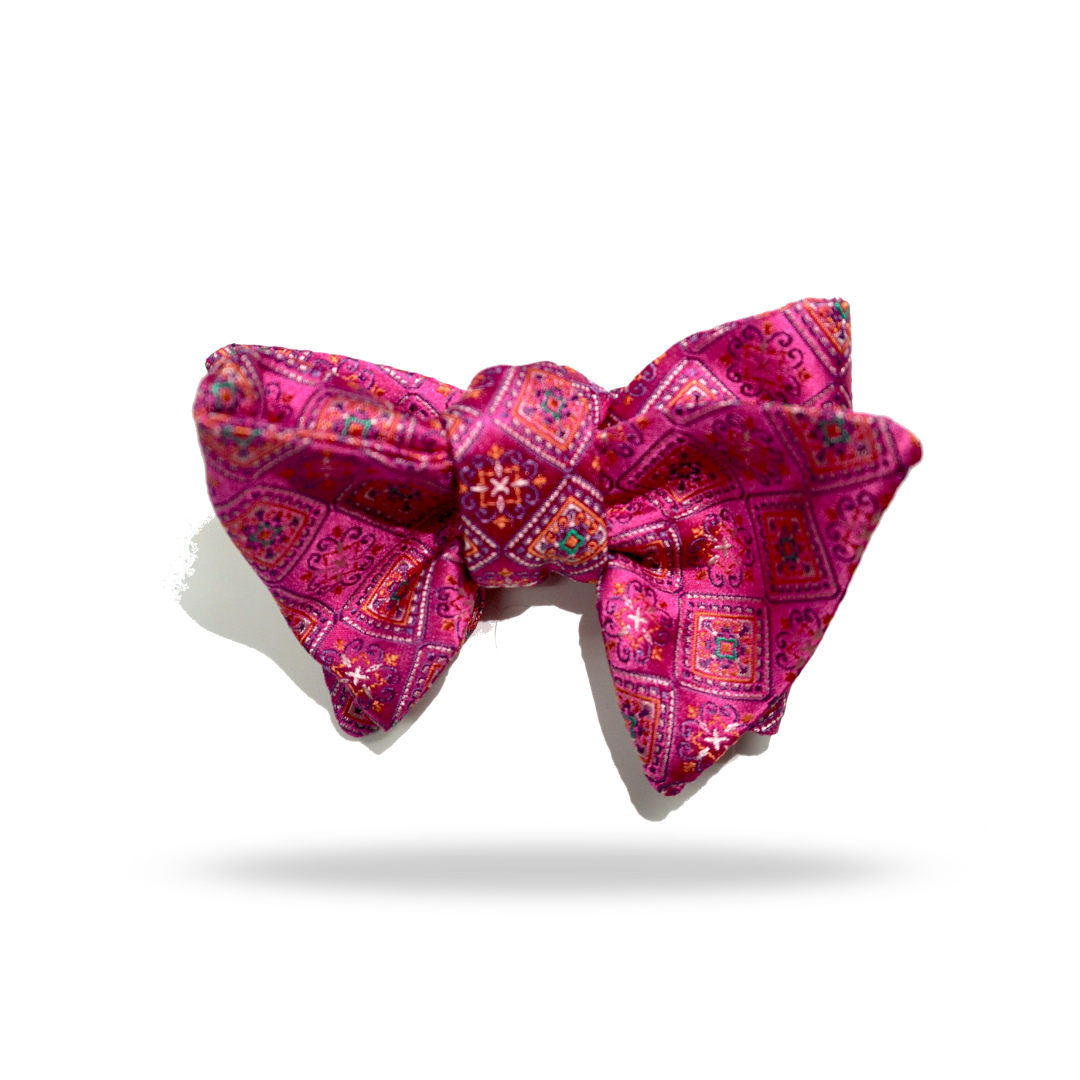 Pink Pattern - 100% Silk Bow Tie - Messina