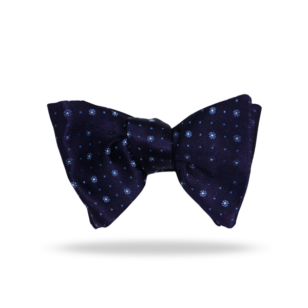 Navy Small Flwoeres - 100% Silk Bow Tie - Perth