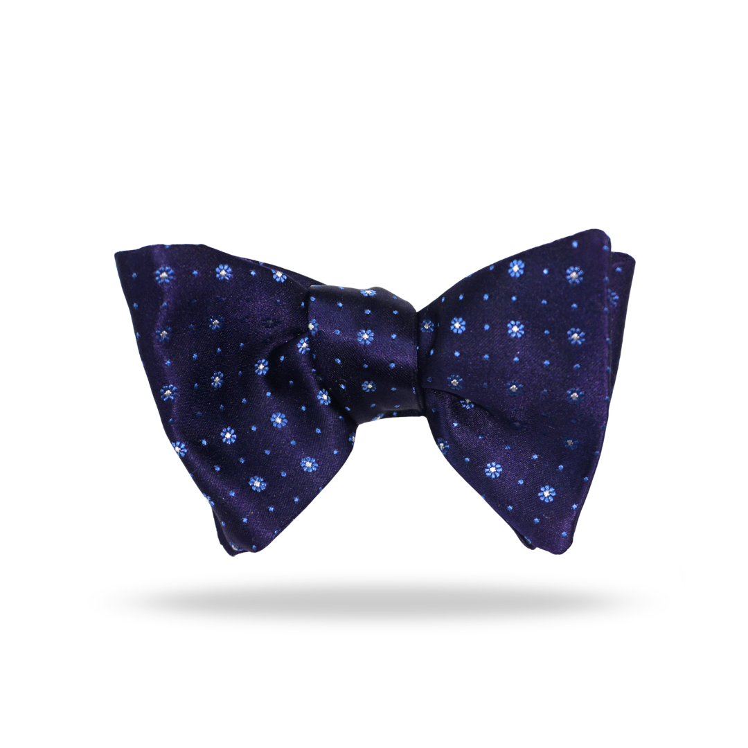 Navy Small Flwoeres - 100% Silk Bow Tie - Perth