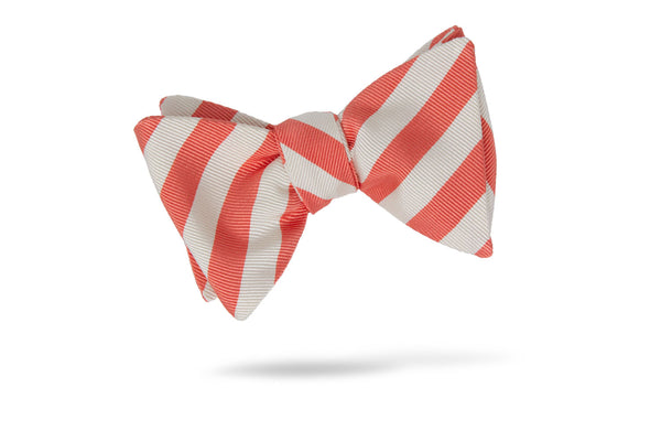 Pink White Stripe 100% Silk Bow Tie - Belize