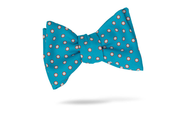 Blue Orange Dot 100% Silk Bow Tie - Bergen