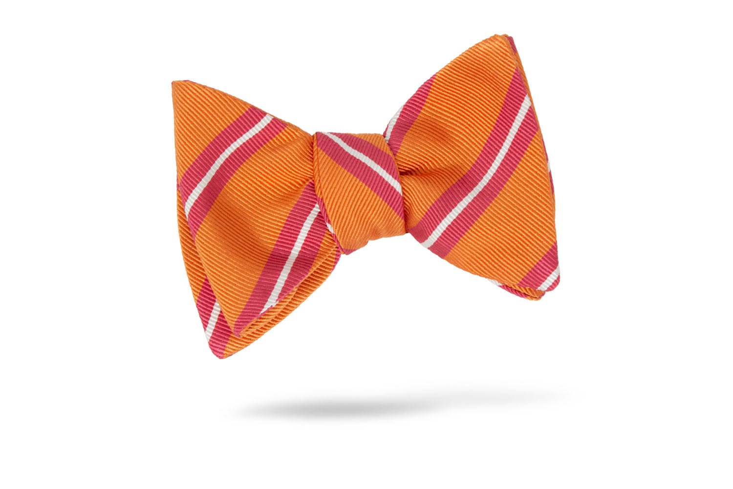 Orange Pink Stripe 100% Silk Bow Tie - Dublin