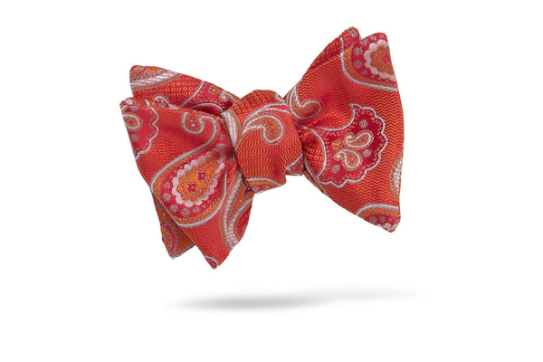 Red Orange Paisley 100% Silk Bow Tie - Glasglow