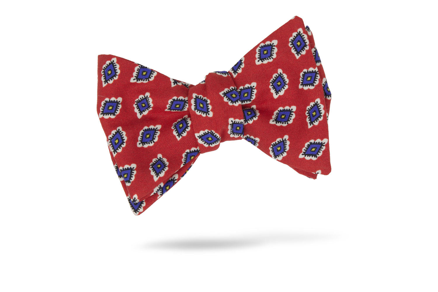 Red Blue Geometric 100% Silk Bow Tie - Lansing