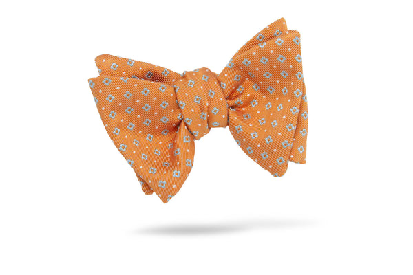 Orange Blue Geometric Neat 100% Silk Bow Tie - Liverpool