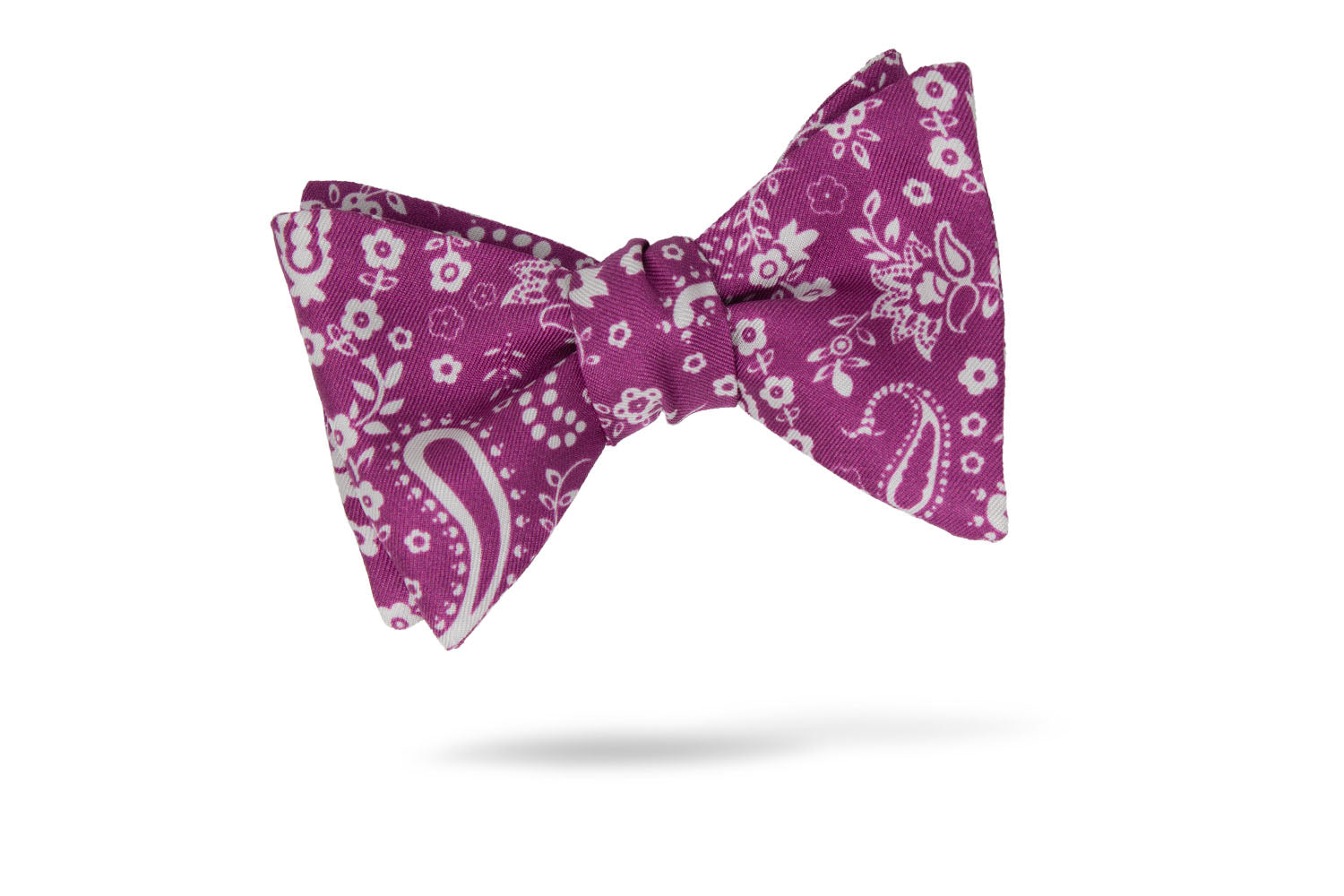 Purple Floral Paisley 100% Silk Bow Tie - Murcia