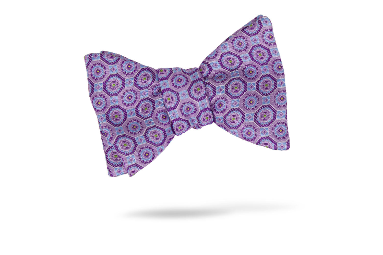 Purple Geometric 100% Silk Bow Tie - Regina