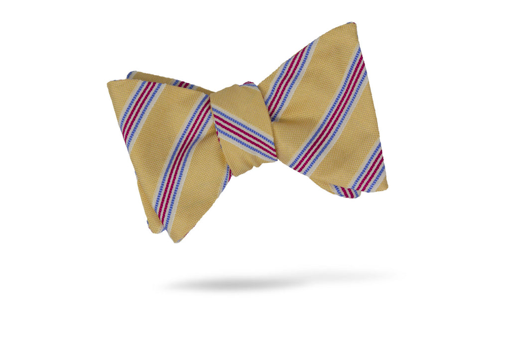 Yellow Stripe 100% Silk Bow Tie - Yellowknife | Carrot & Gibbs