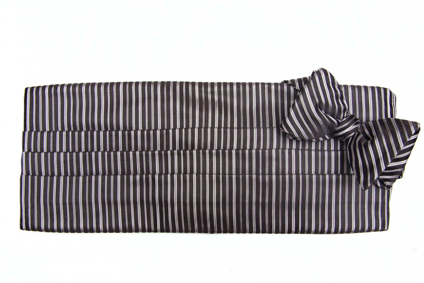Black/Silver Stripe Cummerbund + Bow Tie Set