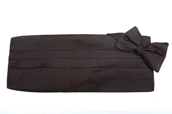 Black Textured Pin Dot Cummerbund + Bow Tie Set
