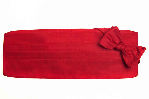 Red Faille Cummerbund + Bow Tie Set