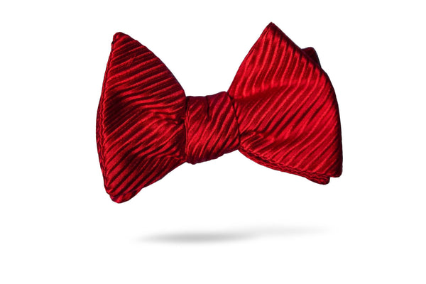 Red Stripe 100% Silk Bow Tie - Mantua