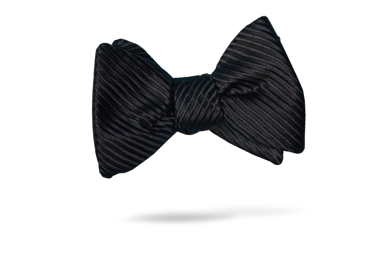 Black Ribbed 100% Silk Bow Tie - Palermo