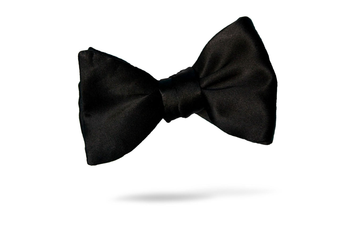 Solid Black Satin 100% Silk Bow Tie - Naples