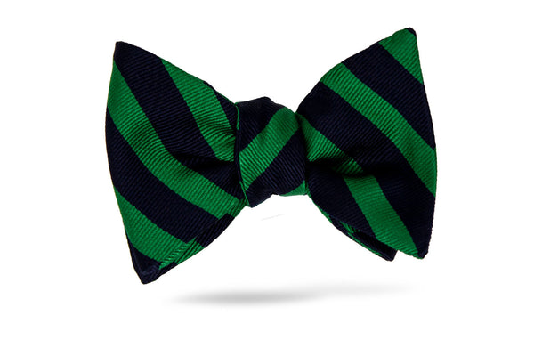 Green Stripe 100% Silk Bow Tie - Folletto