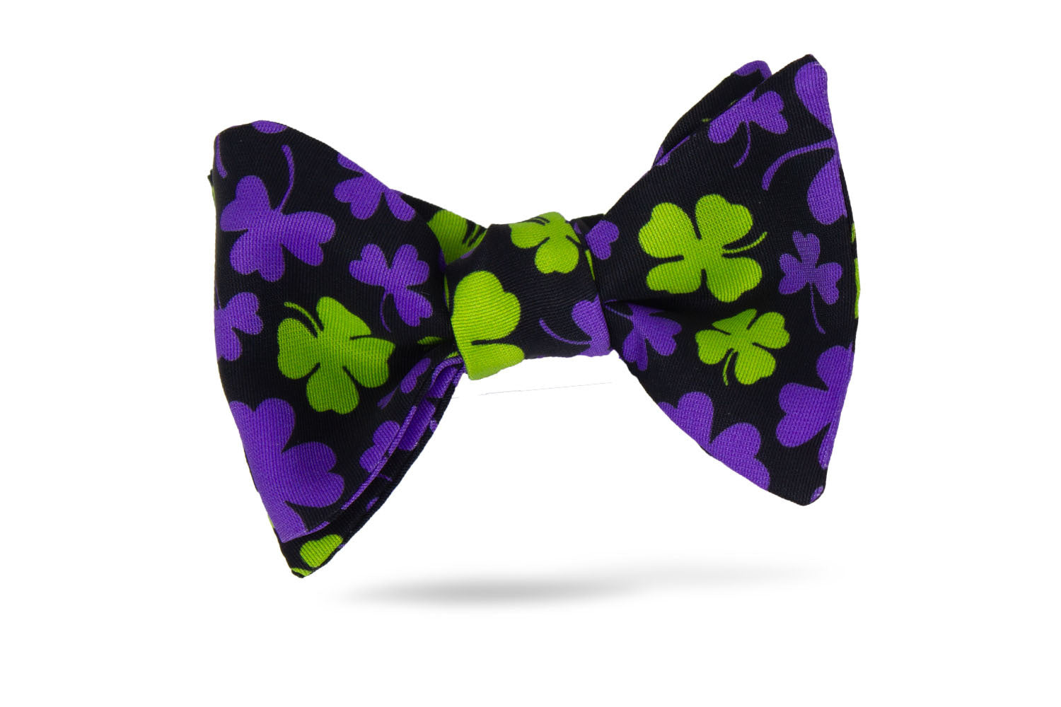 Green Purple Conversational 100% Silk Bow Tie - Trifoglio