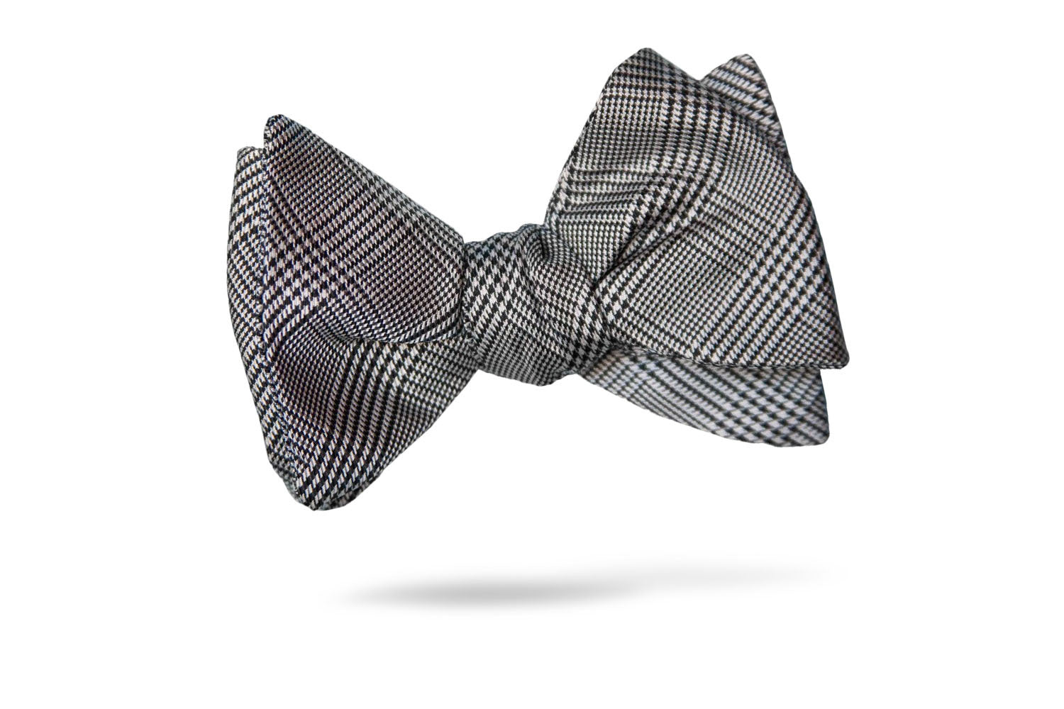 Black White Plaid 100% Silk Bow Tie - Lucca