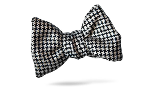 Black White Houndstooth Silk/Wool Bow Tie - Parma
