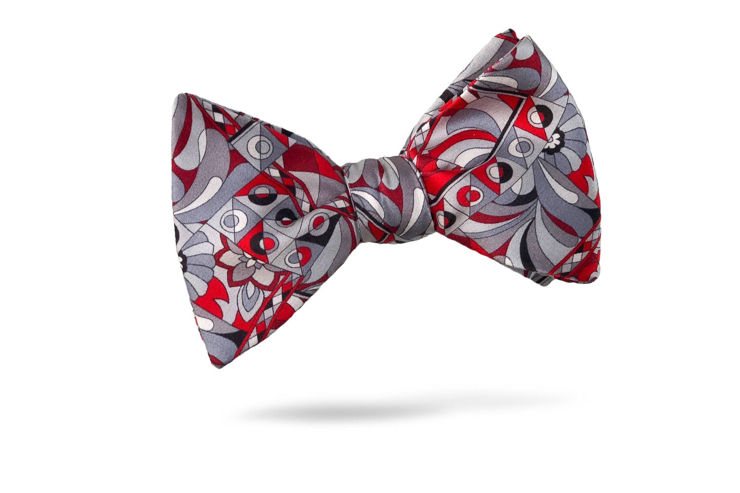 Red Abstract 100% Silk Bow Tie - Barcelona