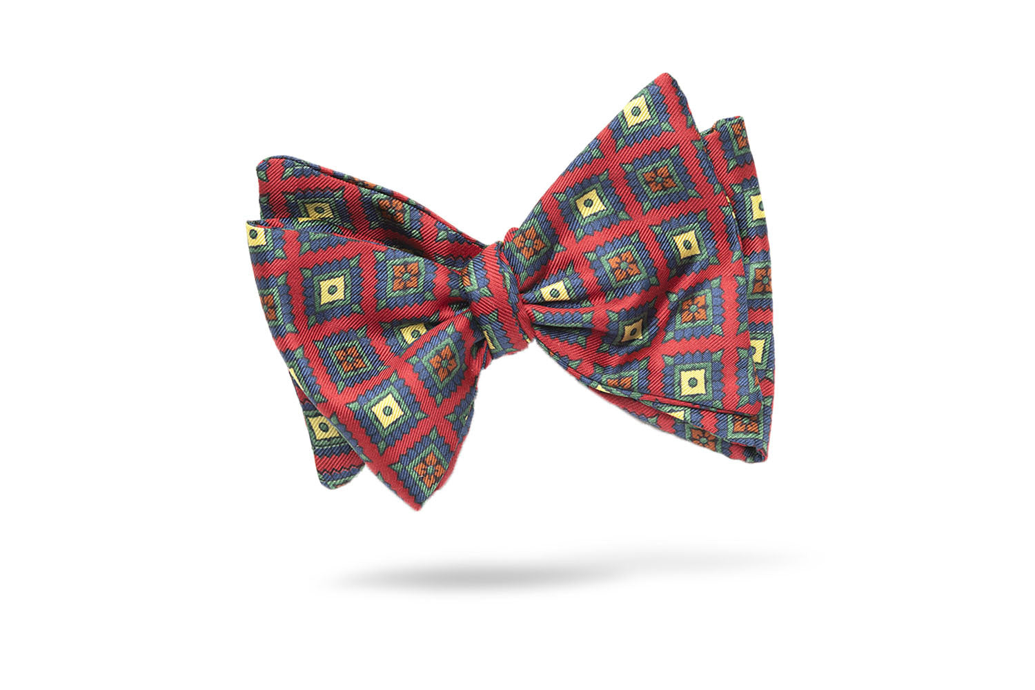 Red Geometric 100% Silk Bow Tie - Moscow