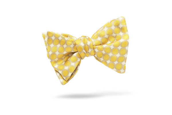 Yellow Geometric 100% Silk Bow Tie - Bristol