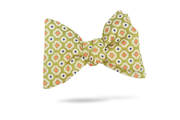 Green Geometric 100% Silk Bow Tie - Bendigo