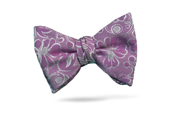 Purple Floral 100% Silk Bow Tie - Amiens