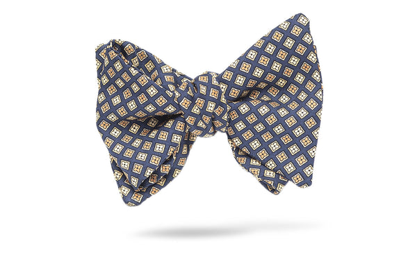 Blue Neat 100% Silk Bow Tie - Lisbon