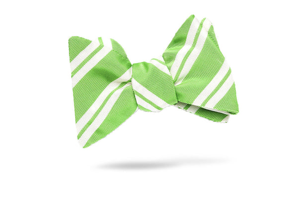Green Stripe 100% Silk Bow Tie - Montreal