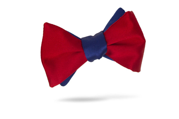Red Blue Satin Half and Half 2 for 1 Bow Tie - Americana