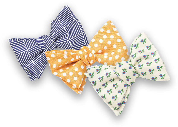 3 Pack Bow Tie Bundle - #1 - Navy Geometric, Orange Dot, White Floral